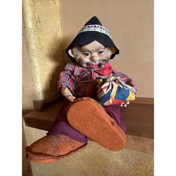 Vintage Rushton Cigar Smoking Hobo Rubber Face Striped Clothes Rare - Picture 1 of 14